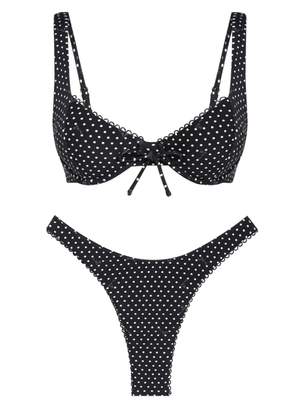 NWT Seamolly Black Polka Dot Two Piece High Leg Cheeky Bikini Padded - Size M